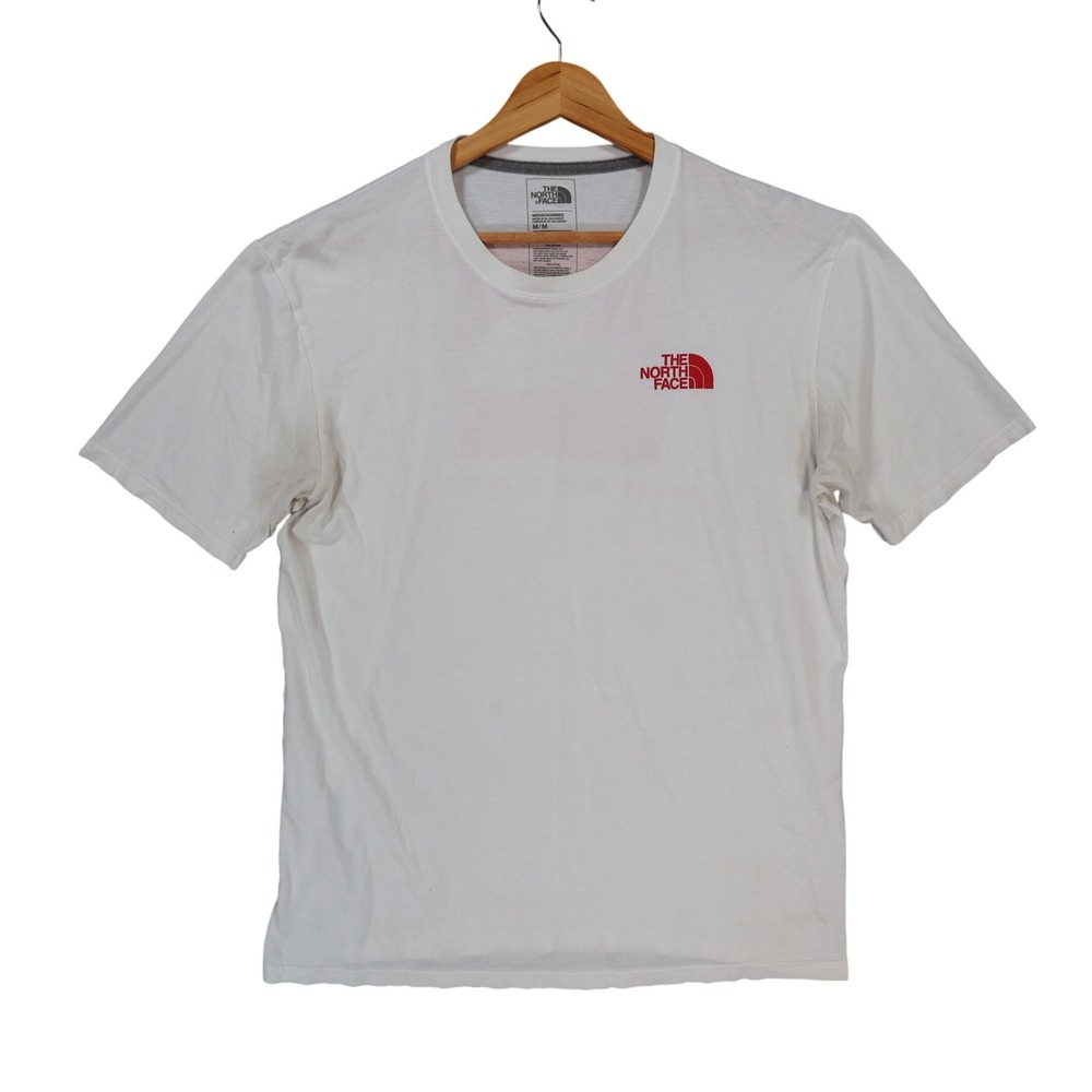 The North Face T-Shirt Mens Medium White Cotton Red Box Logo Graphic